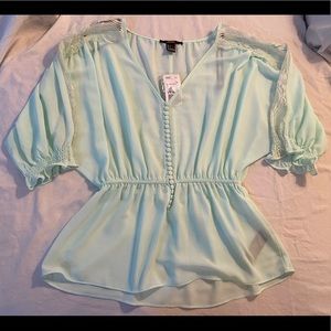 NWT Light Blue Forever 21 Blouse (Size S)
